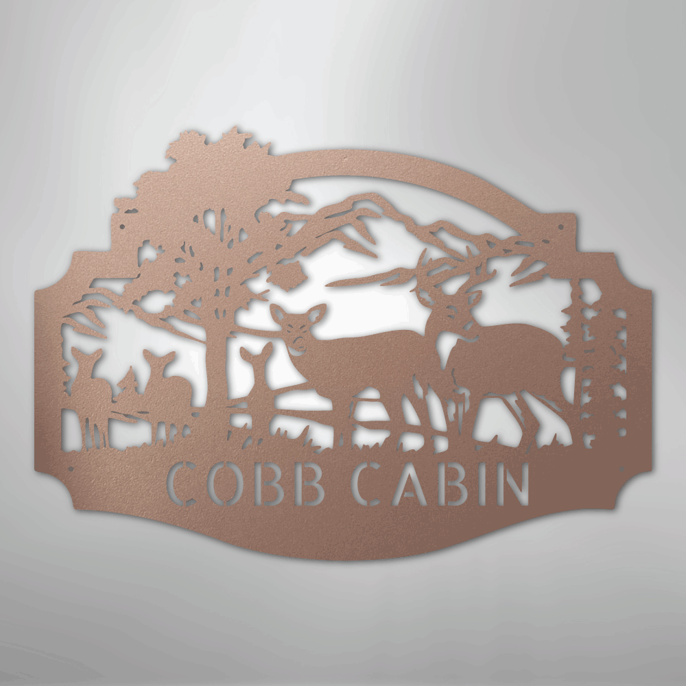 Deer Family Monogram - Steel Sign - Kim’s Signature Beauty & Accessories