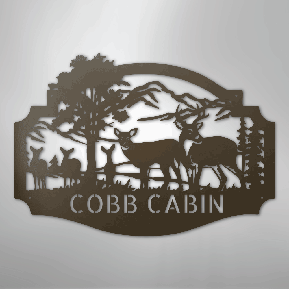 Deer Family Monogram - Steel Sign - Kim’s Signature Beauty & Accessories