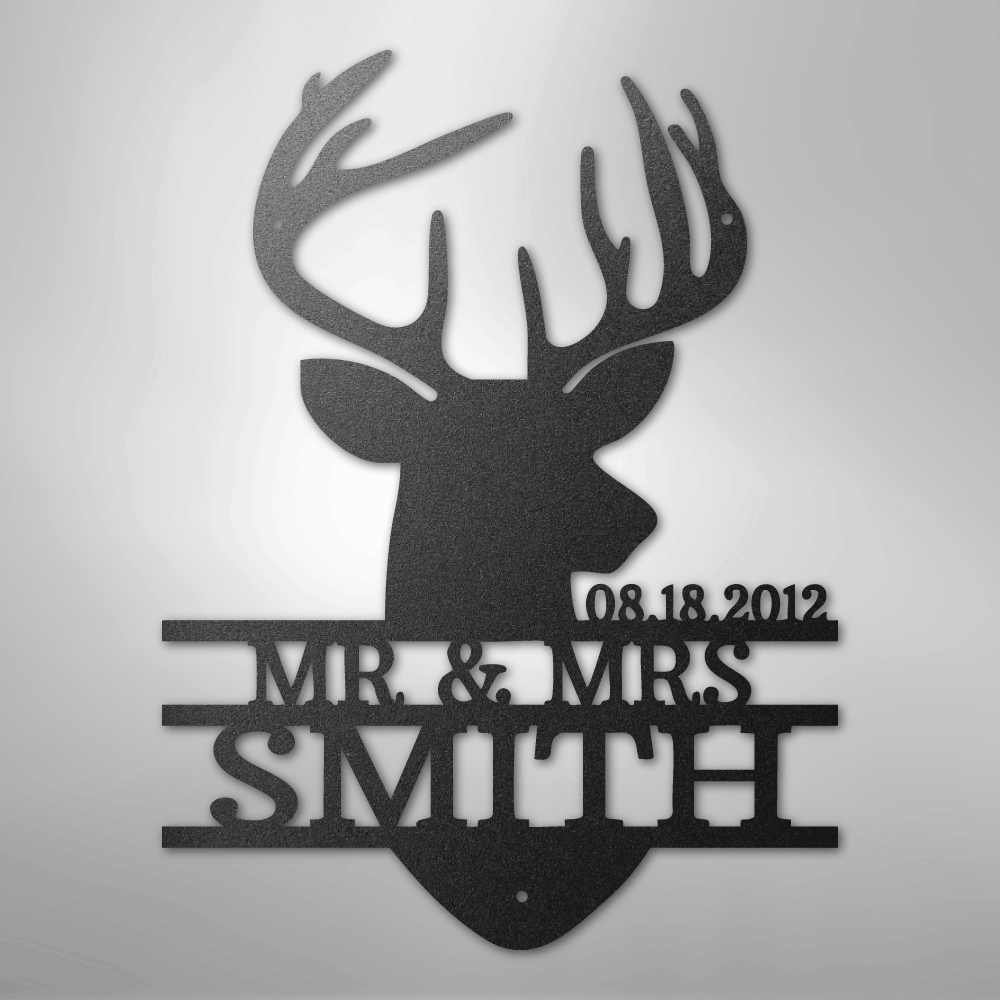 Deer Head Monogram - Steel Sign - Kim’s Signature Beauty & Accessories
