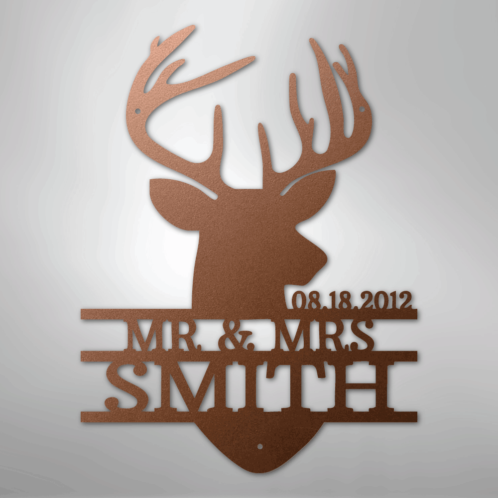 Deer Head Monogram - Steel Sign - Kim’s Signature Beauty & Accessories