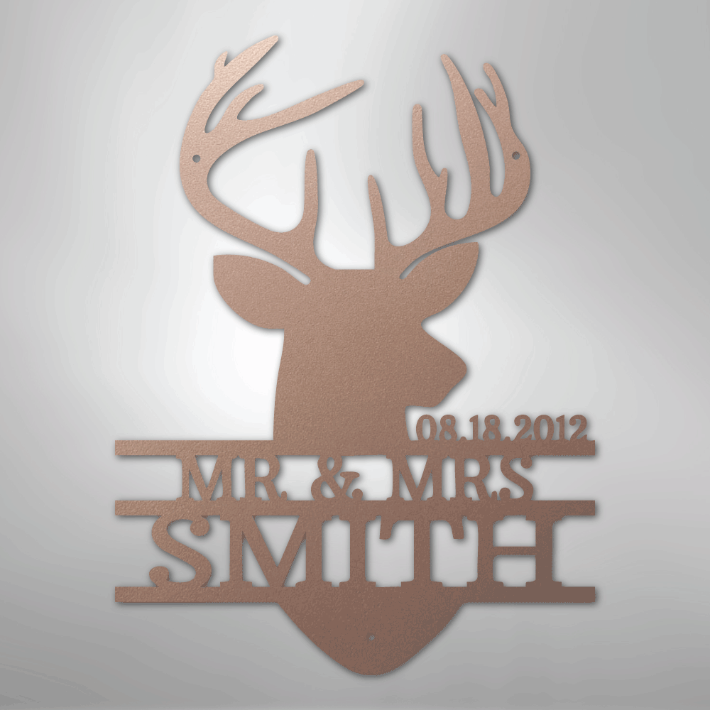 Deer Head Monogram - Steel Sign - Kim’s Signature Beauty & Accessories