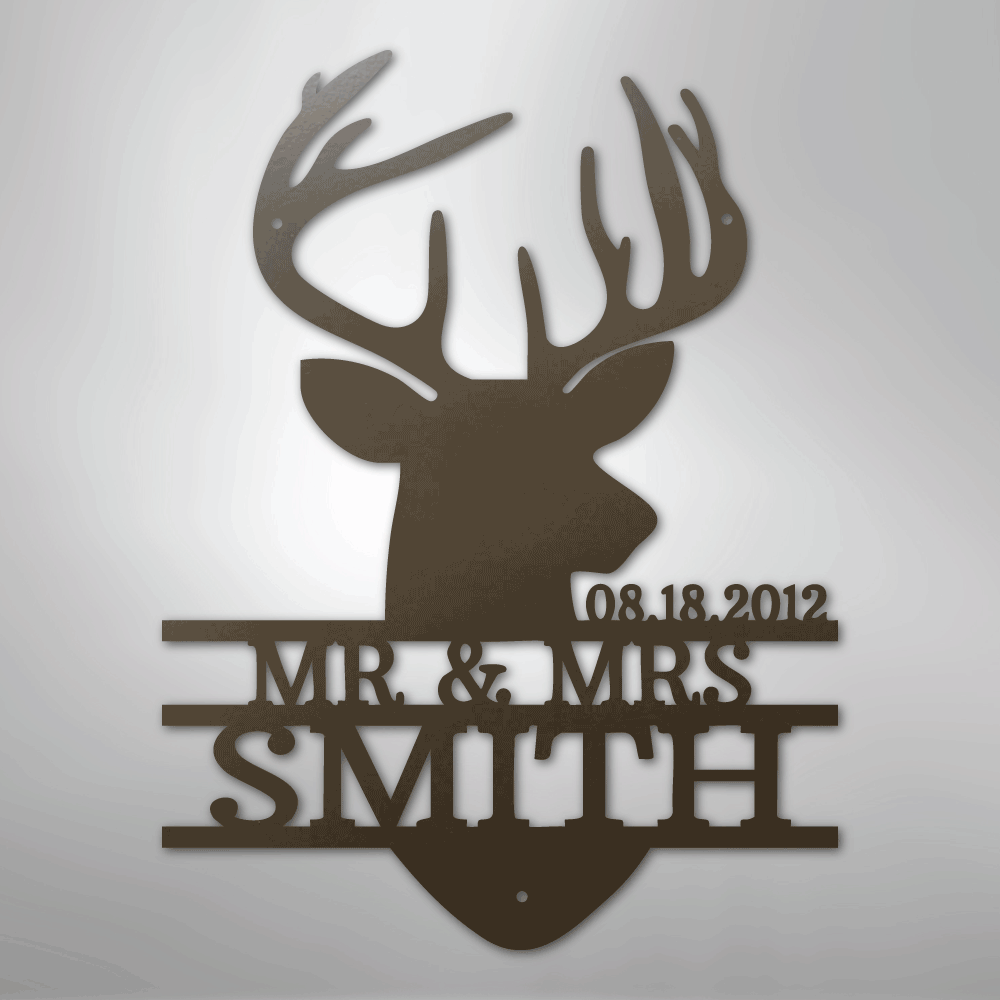 Deer Head Monogram - Steel Sign - Kim’s Signature Beauty & Accessories