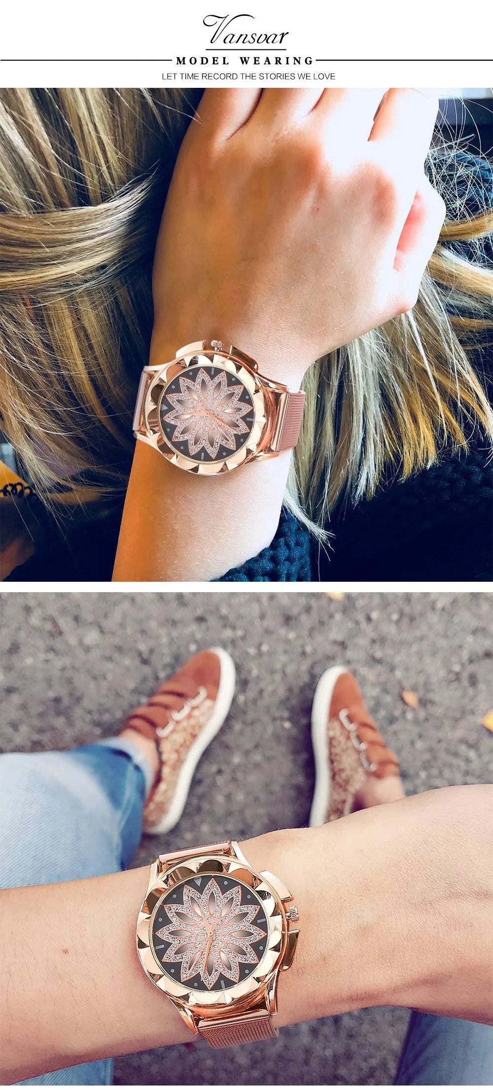 Diamond Black Mesh Belt Ladies Watch - Kim’s Signature Beauty & Accessories    