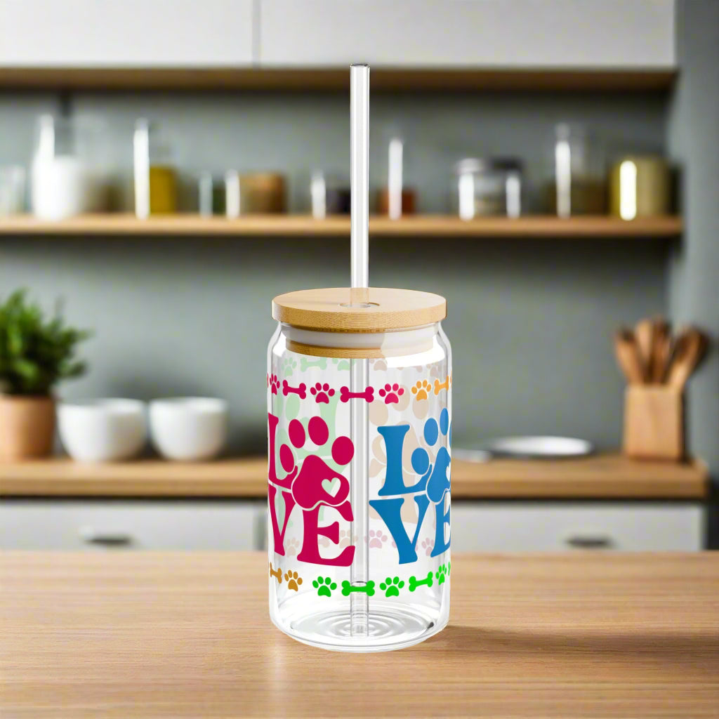 Dog Love Sipper Glass, 16oz - Kim’s Signature Beauty & Accessories    