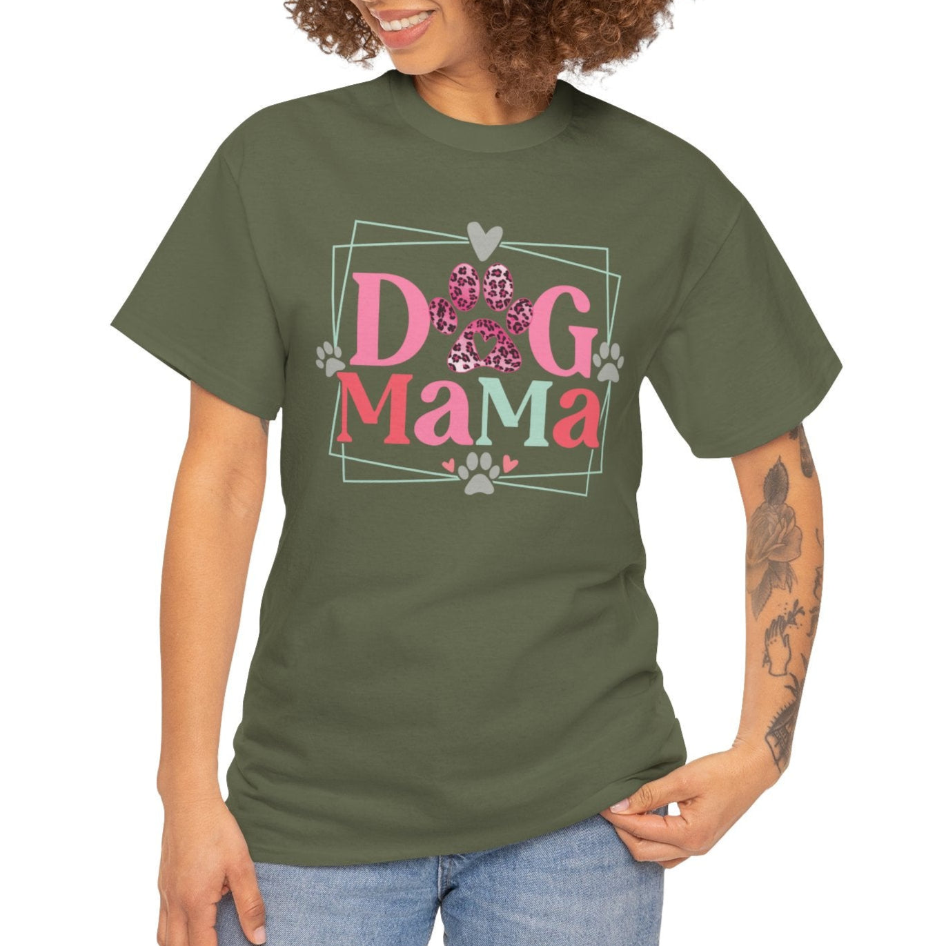 Dog Mama Leopard Print Paw T-Shirt - Kim’s Signature Beauty & Accessories    