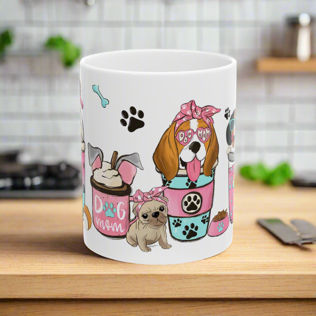 Dog Mom Colorful Coffee's 11oz Mug - Kim’s Signature Beauty & Accessories    