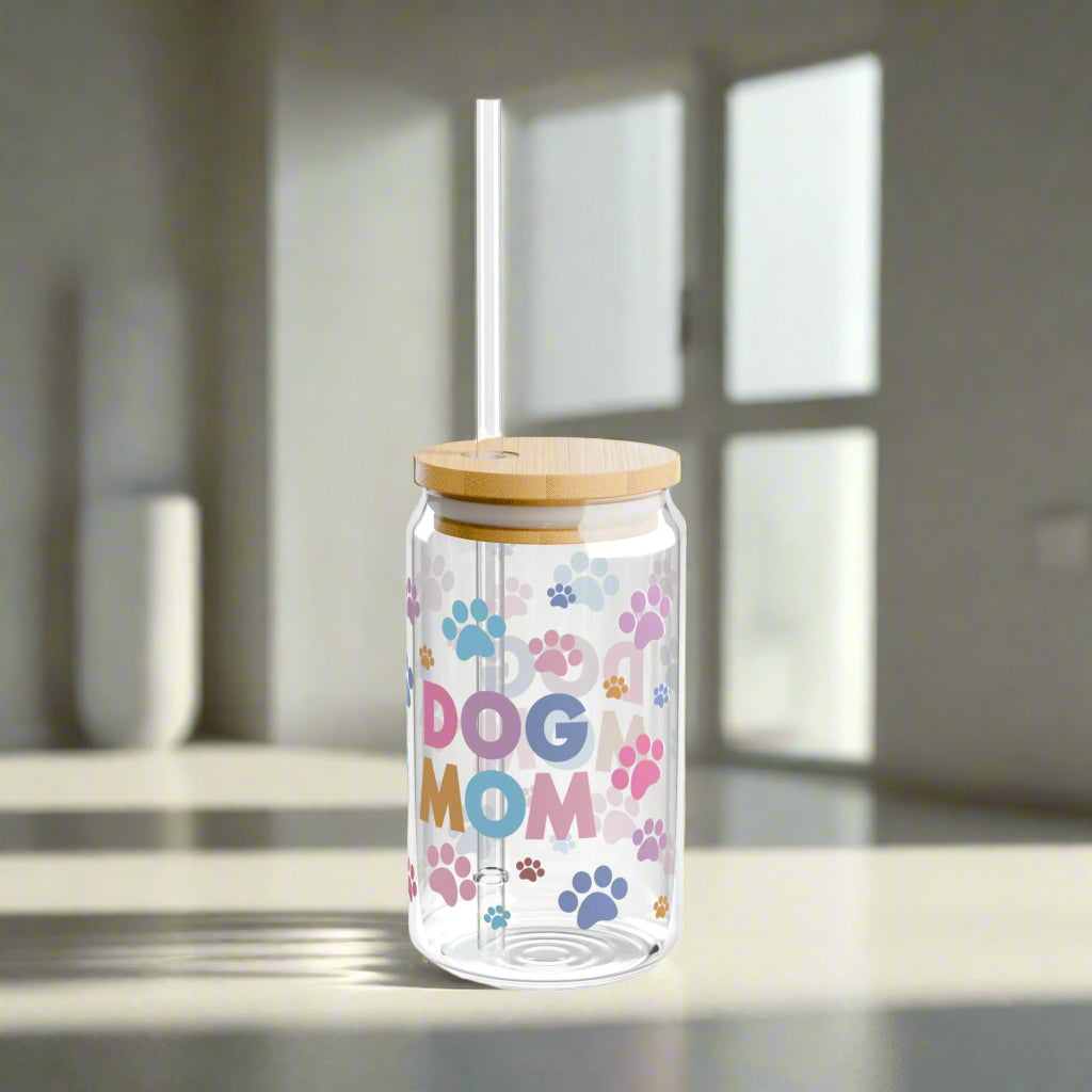 Dog Mom Colorful Pet Paws Sipper Glass - Kim’s Signature Beauty & Accessories    