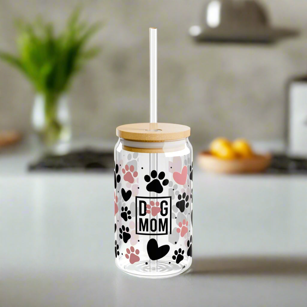 Dog Mom Pink Paws | Sipper Glass - Kim’s Signature Beauty & Accessories    