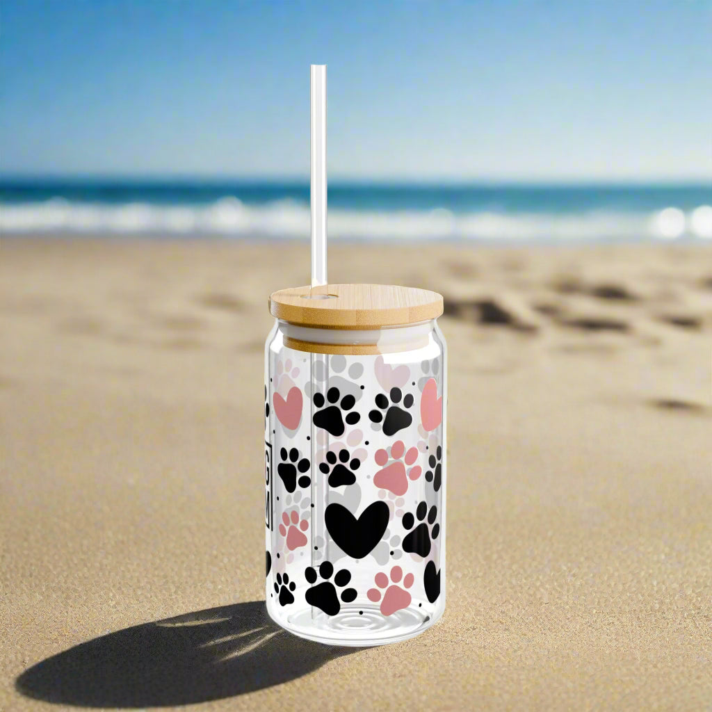 Dog Mom Pink Paws | Sipper Glass - Kim’s Signature Beauty & Accessories    