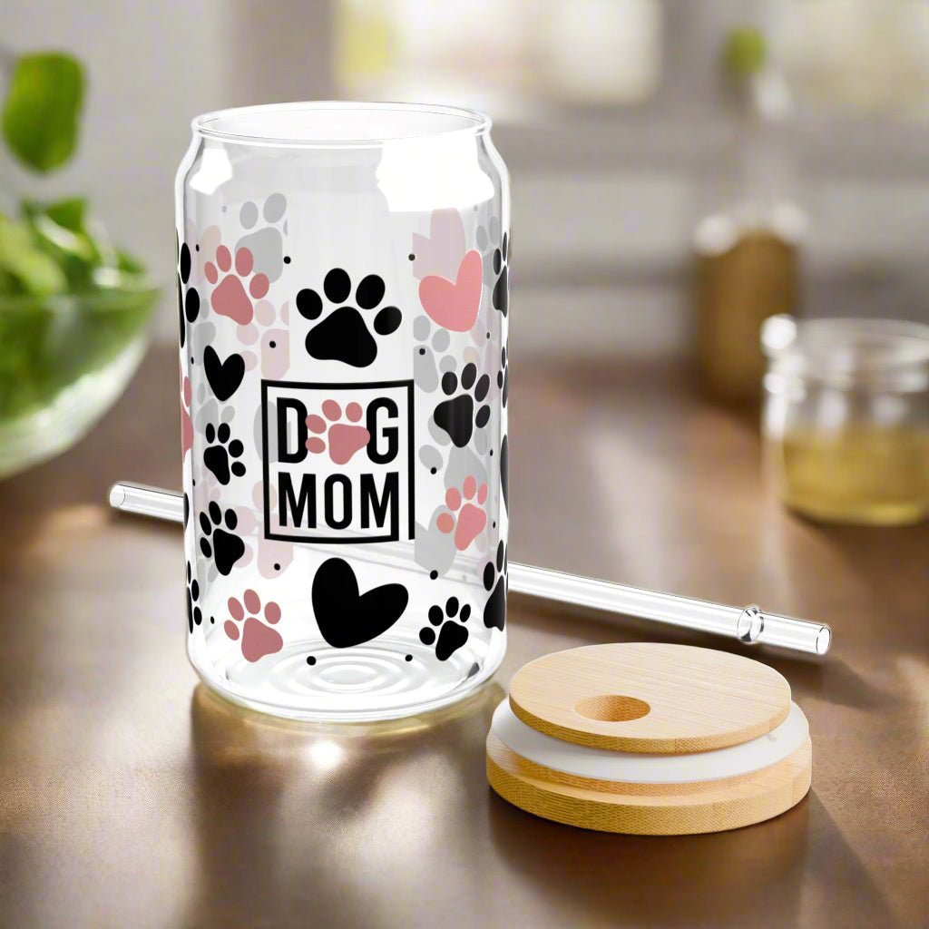 Dog Mom Pink Paws | Sipper Glass - Kim’s Signature Beauty & Accessories    