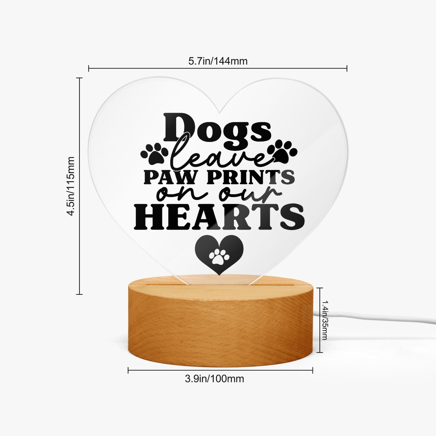 Dogs Leave Paw Prints Acrylic Plaque with Stand - Heart - Kim’s Signature Beauty & Accessories    