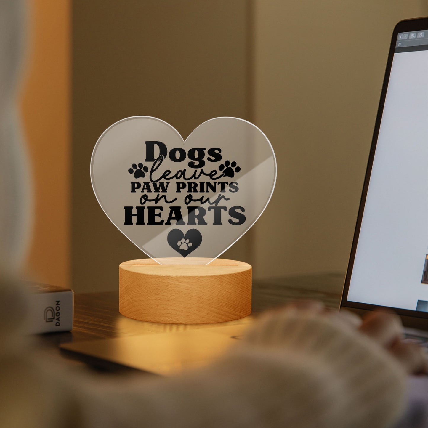 Dogs Leave Paw Prints Acrylic Plaque with Stand - Heart - Kim’s Signature Beauty & Accessories    