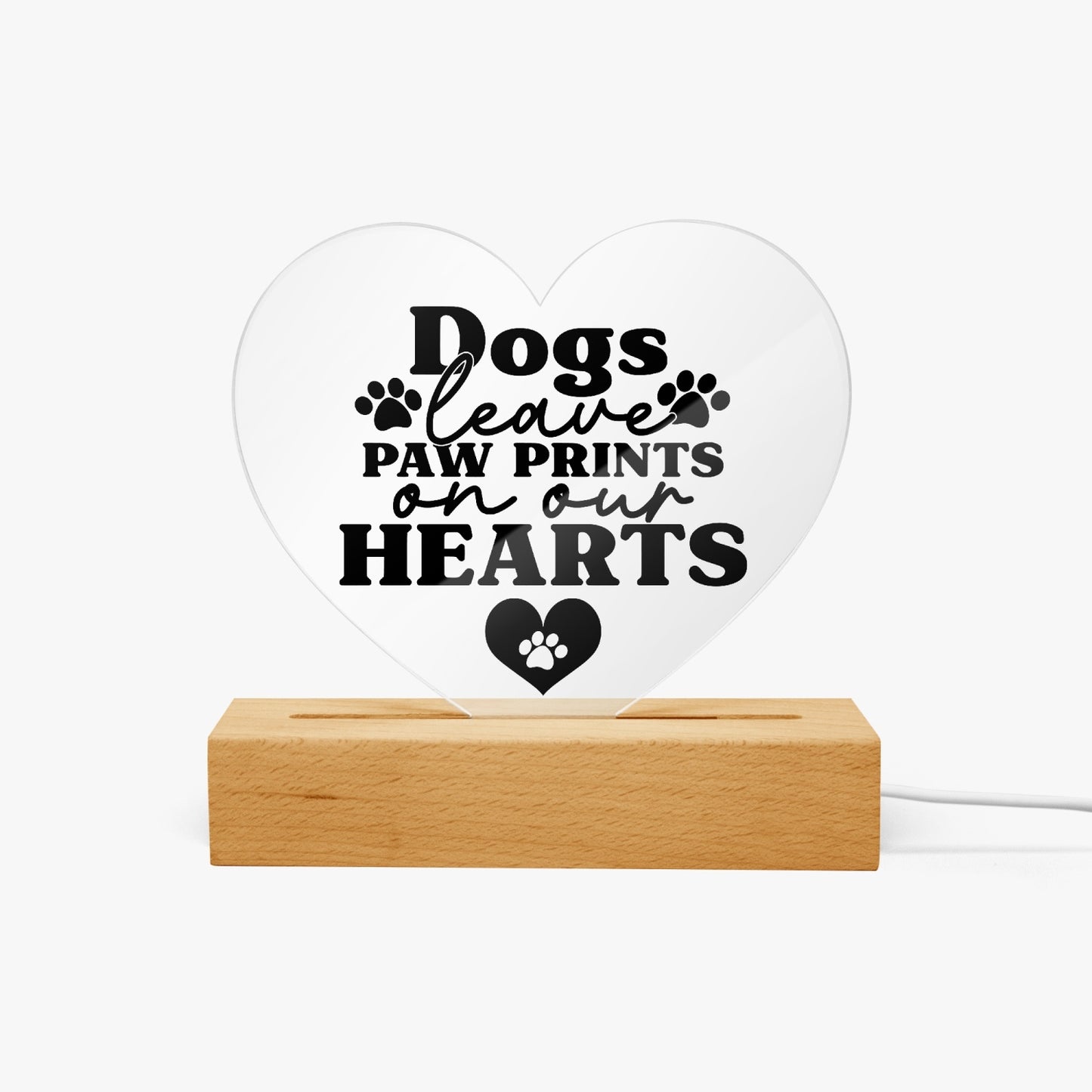 Dogs Leave Paw Prints Acrylic Plaque with Stand - Heart - Kim’s Signature Beauty & Accessories    