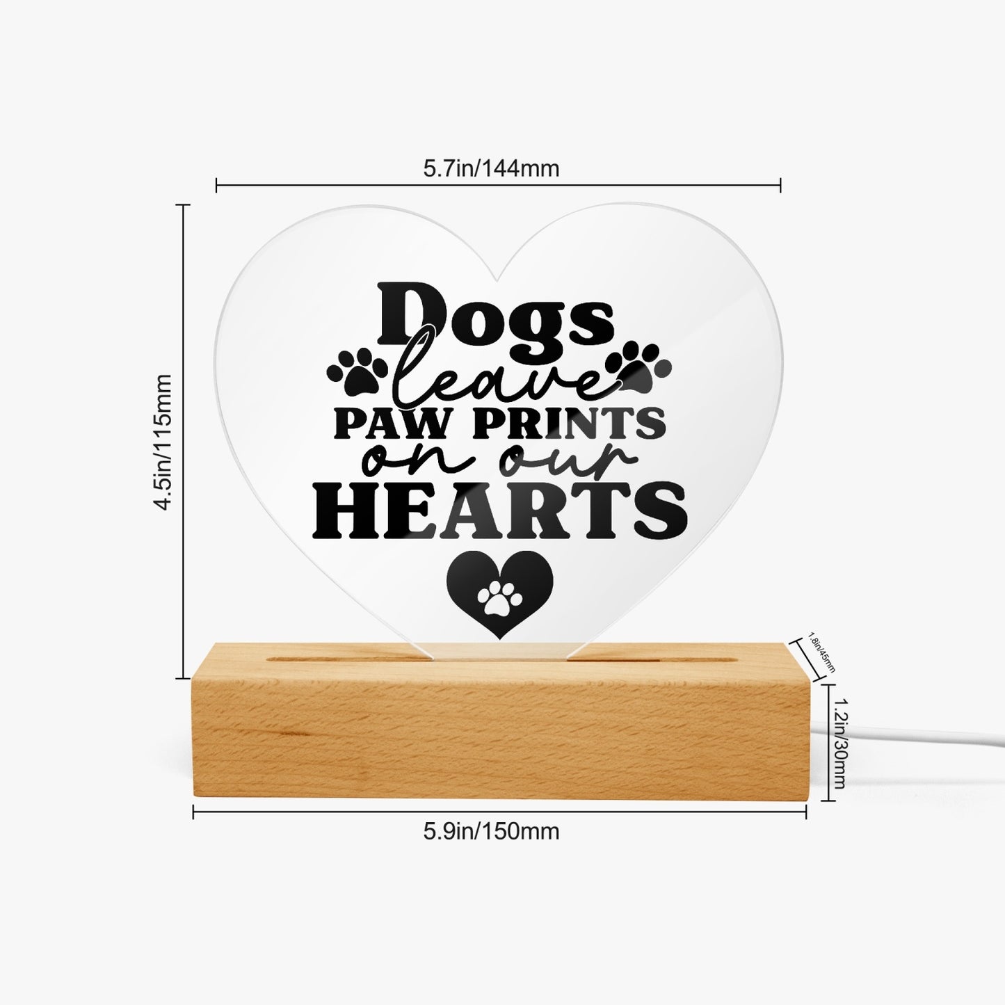 Dogs Leave Paw Prints Acrylic Plaque with Stand - Heart - Kim’s Signature Beauty & Accessories    