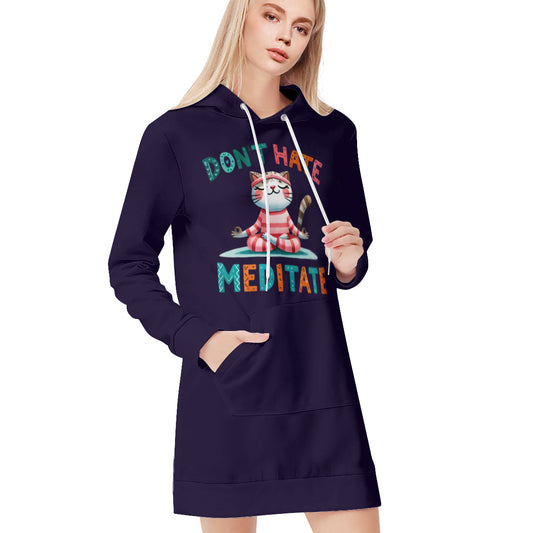 Don't Hate Meditate Cat Lovers Hoodie Dress - Kim’s Signature Beauty & Accessories    