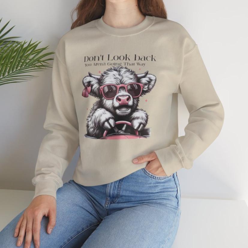 Don't Look Back Highland Cow Sweatshirt or Tee - Kim’s Signature Beauty & Accessories    