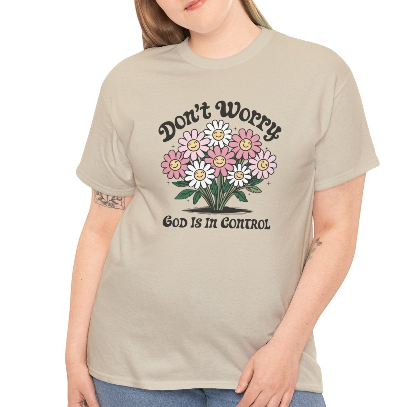 Don’t Worry, God Is in Control Flower Tee - Kim’s Signature Beauty & Accessories    