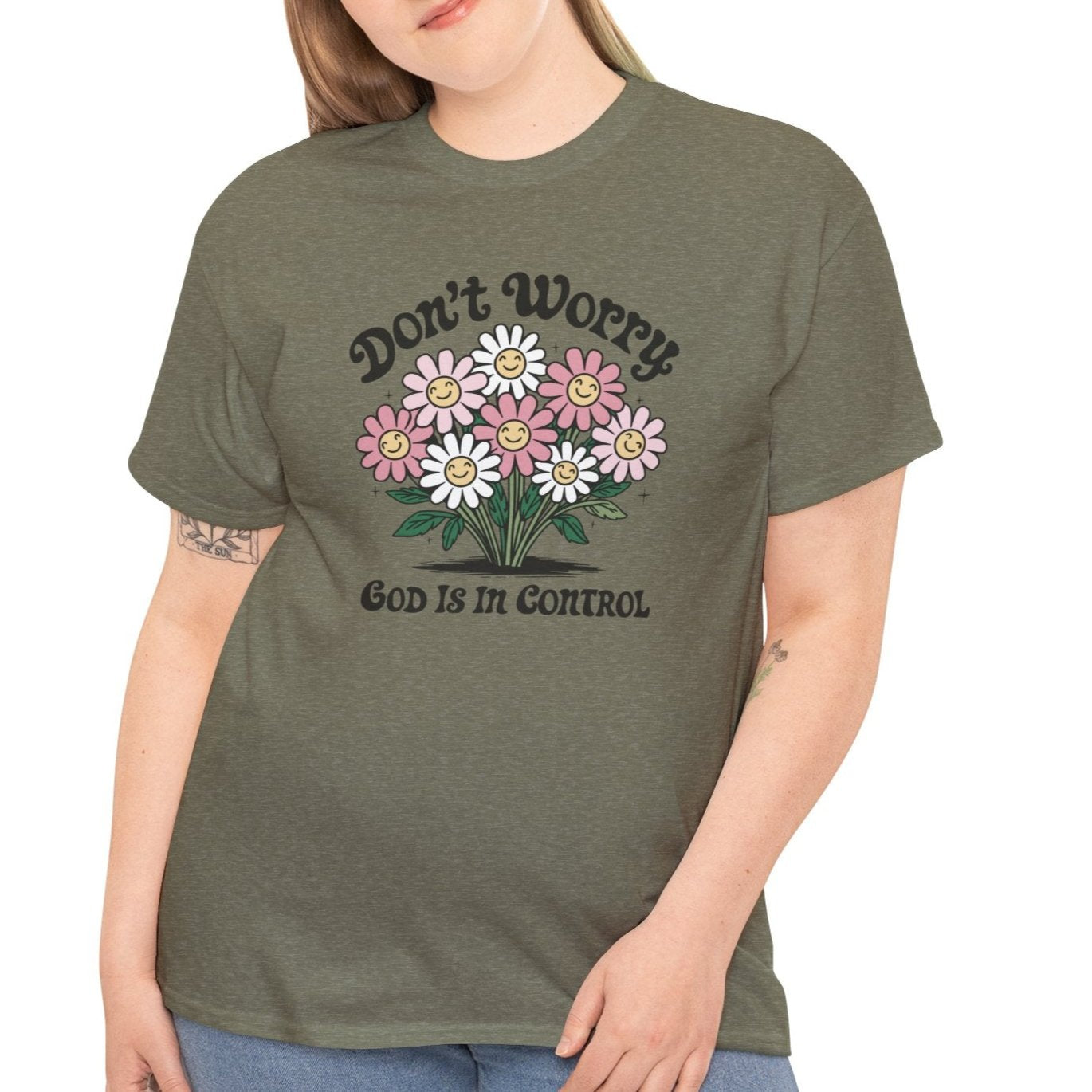 Don’t Worry, God Is in Control Flower Tee - Kim’s Signature Beauty & Accessories    