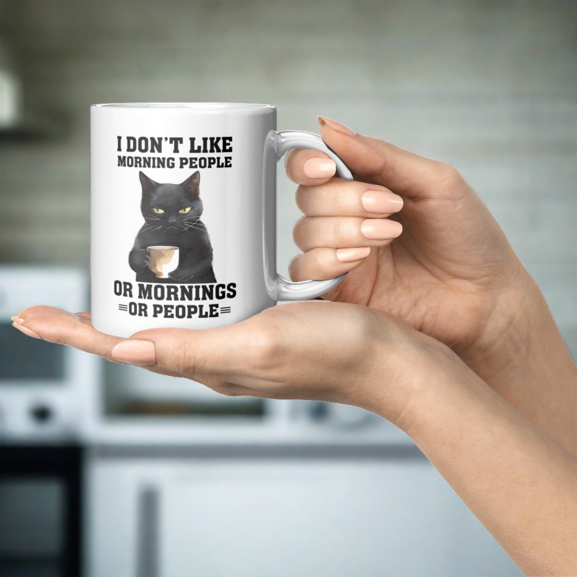 Don't Like Morning People | Funny Cat Mug - Kim’s Signature Beauty & Accessories    (Store description)