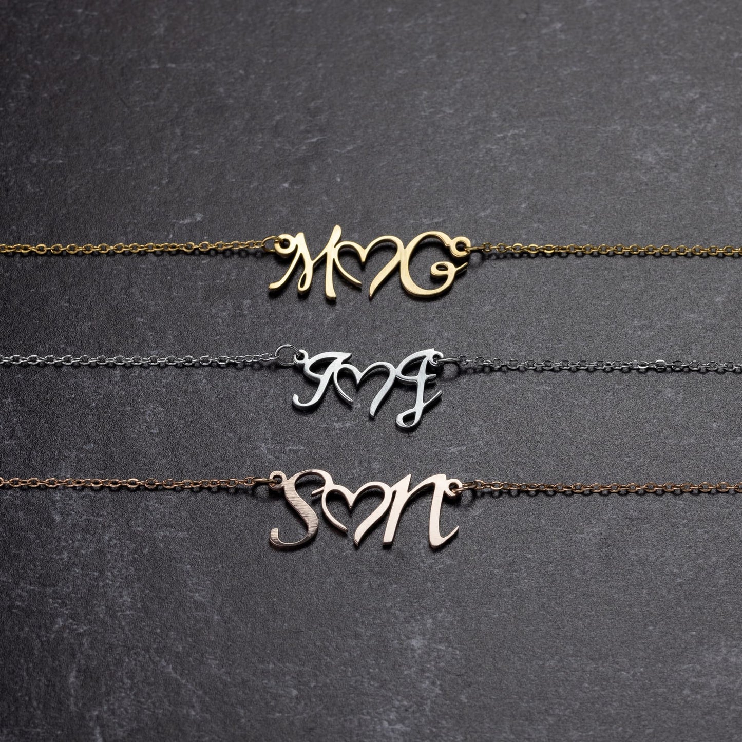 Double Intial Heart Necklace - Kim’s Signature Beauty & Accessories    