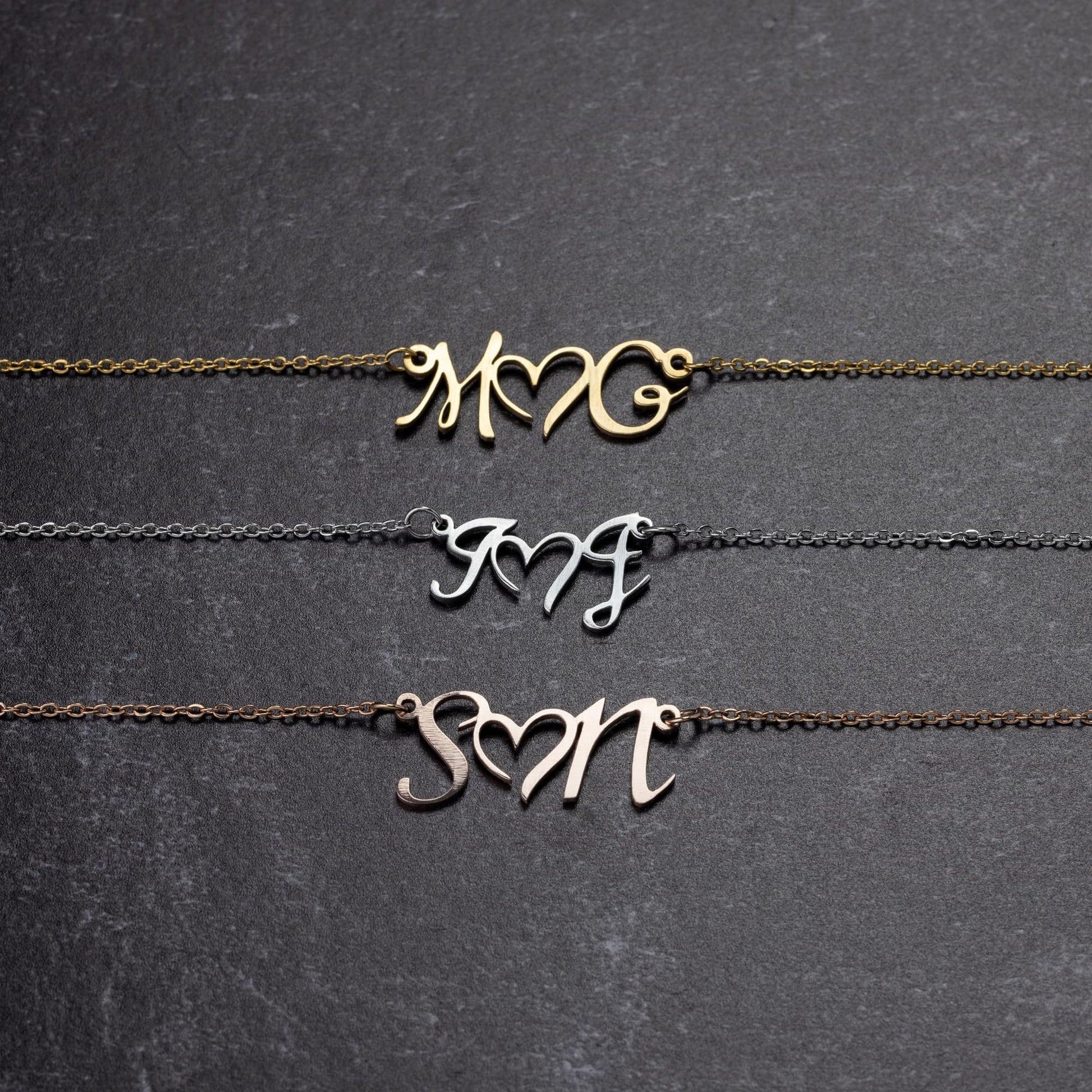 Double Intial Heart Necklace - Kim’s Signature Beauty & Accessories    (Store description)