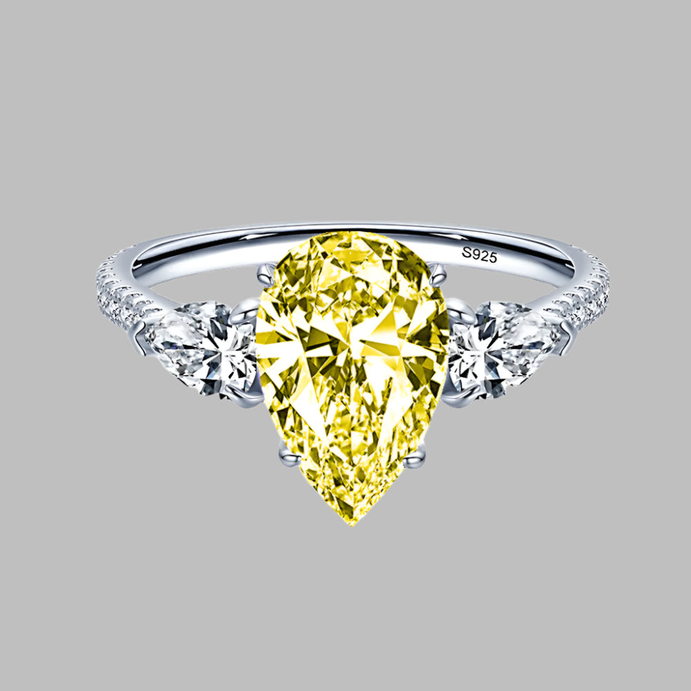 Drop-Shaped Yellow Diamond Ring in Sterling Silver - Kim’s Signature Beauty & Accessories    