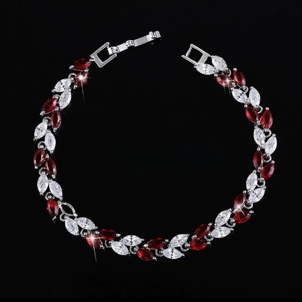 Nature’s Elegance Silver Leaf CZ Bracelet