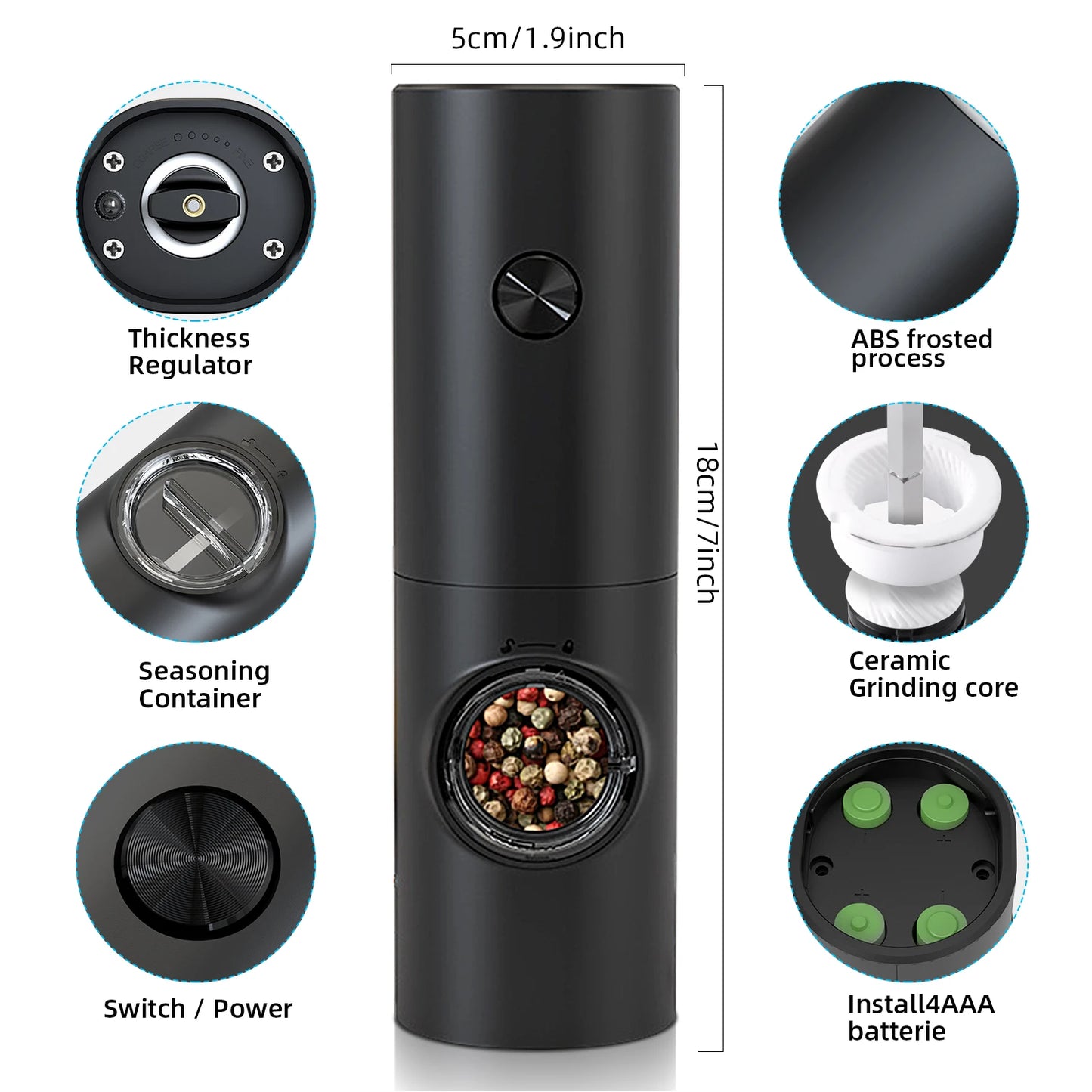 Electric Automatic Mill Pepper And Salt Grinder With Base Set Battery Powered With LED Light Adjustable Coarseness Kitchen Tool - Kim’s Signature Beauty & Accessories    