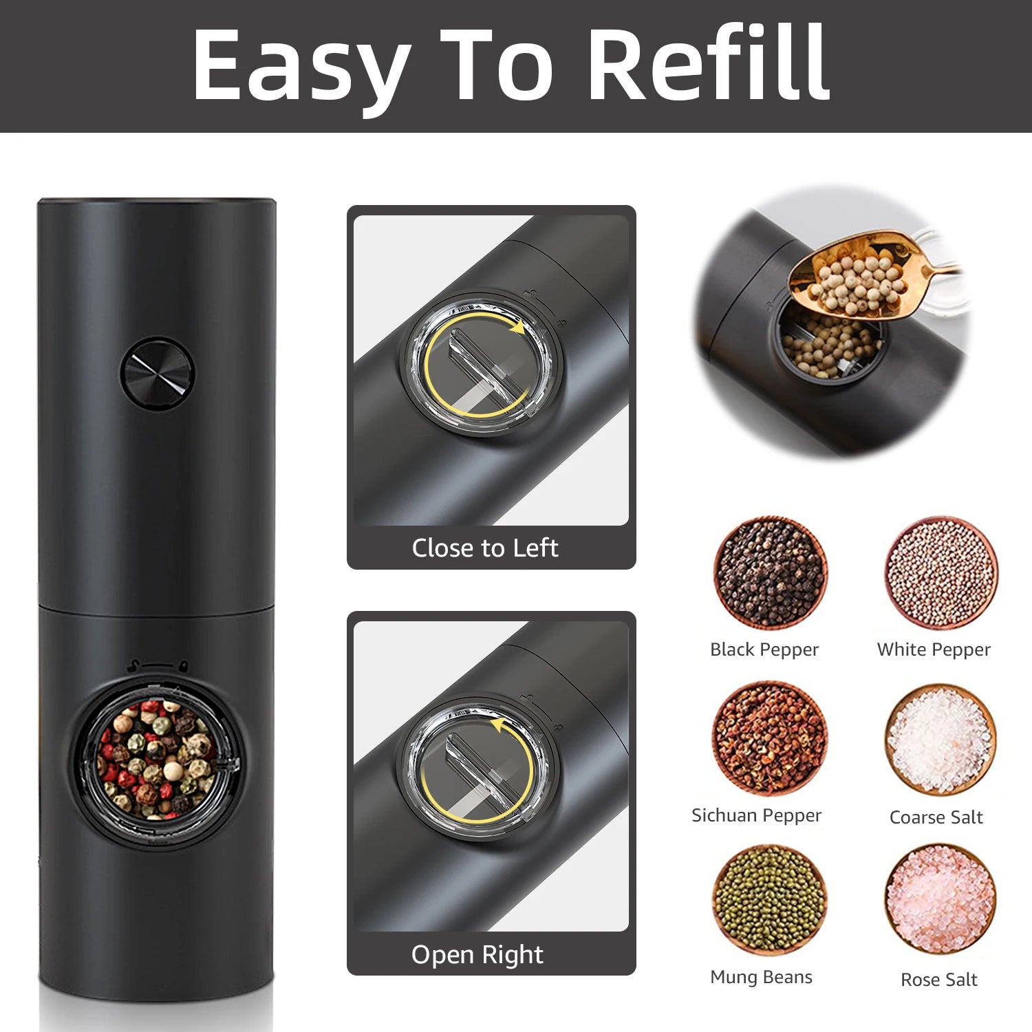 Electric Automatic Mill Pepper And Salt Grinder With Base Set Battery Powered With LED Light Adjustable Coarseness Kitchen Tool - Kim’s Signature Beauty & Accessories    