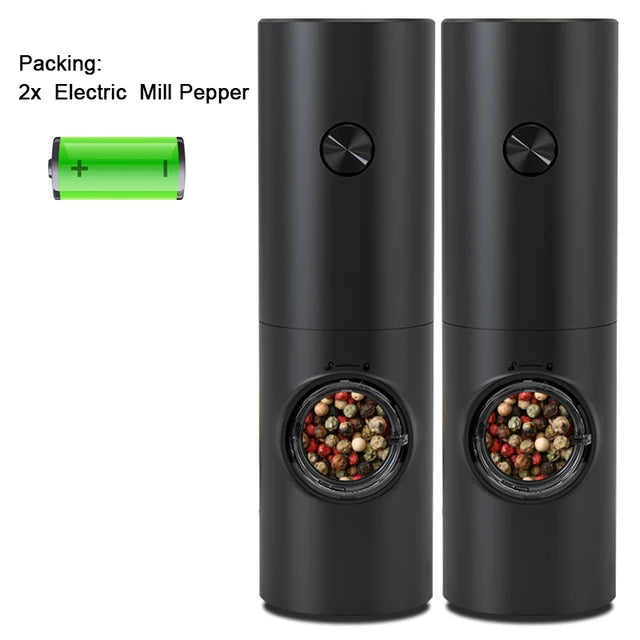 Electric Automatic Mill Pepper And Salt Grinder With Base Set Battery Powered With LED Light Adjustable Coarseness Kitchen Tool - Kim’s Signature Beauty & Accessories    