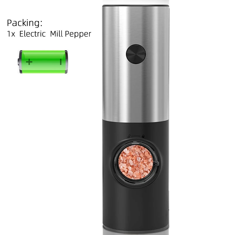 Electric Automatic Mill Pepper And Salt Grinder With Base Set Battery Powered With LED Light Adjustable Coarseness Kitchen Tool - Kim’s Signature Beauty & Accessories    