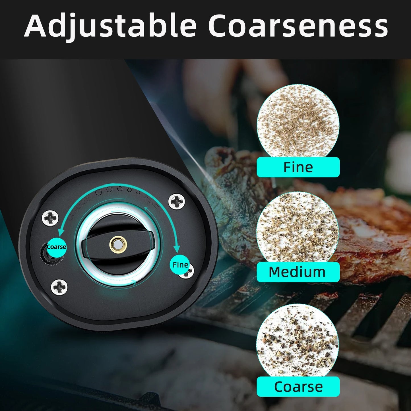 Electric Automatic Mill Pepper And Salt Grinder With Base Set Battery Powered With LED Light Adjustable Coarseness Kitchen Tool - Kim’s Signature Beauty & Accessories    