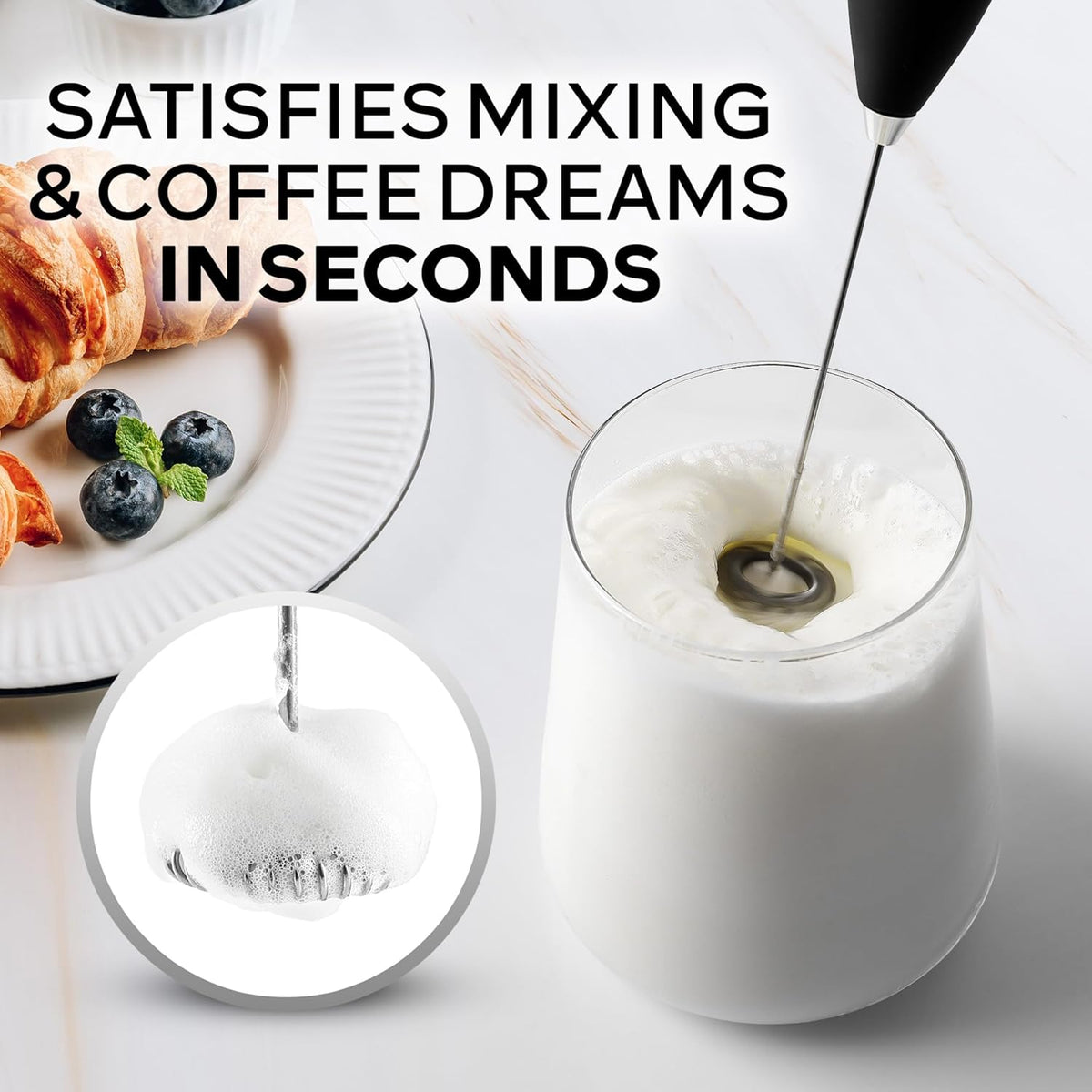 Electric Milk Frother Wand – Handheld Foam Maker for Coffee - Kim’s Signature Beauty & Accessories