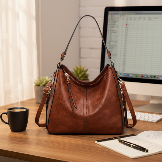 Elegant Women's PU Leather Shoulder Tote Bag – Everyday Fashion Handbag - Kim’s Signature Beauty & Accessories