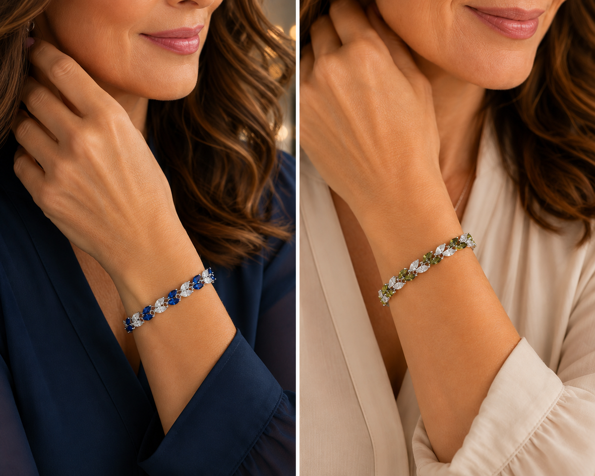Nature’s Elegance Silver Leaf CZ Bracelet