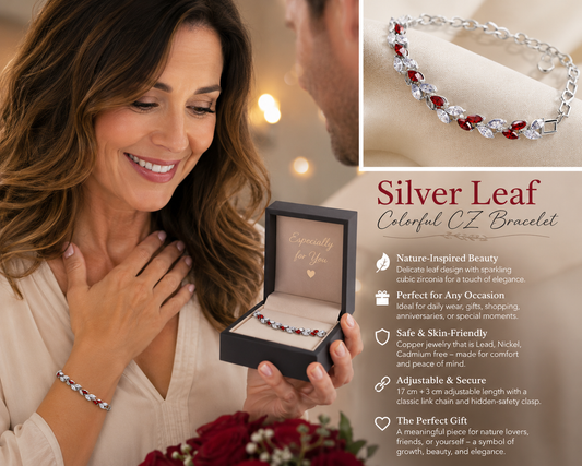 Nature’s Elegance Silver Leaf CZ Bracelet