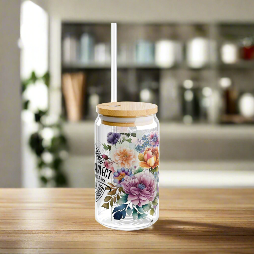 Perfectly Imperfect Sipper Glass - Kim’s Signature Beauty & Accessories    (Store description)
