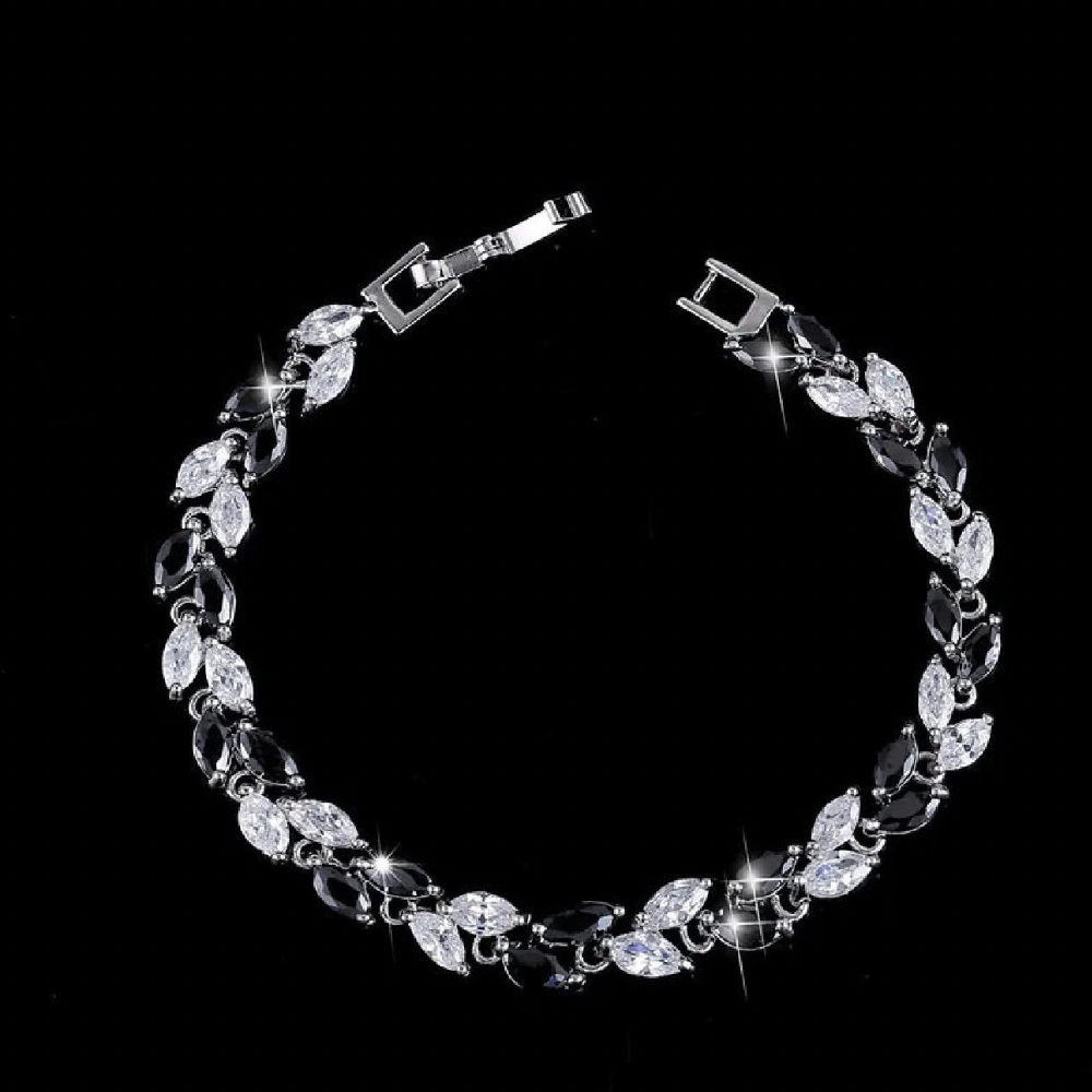 Nature’s Elegance Silver Leaf CZ Bracelet