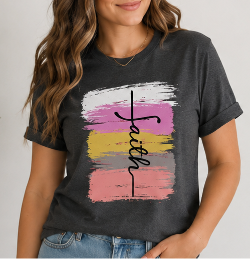 Faith Brushstroke Christian T-Shirt - Kim’s Signature Beauty & Accessories