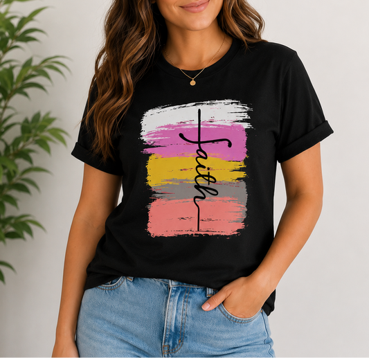 Faith Brushstroke Christian T-Shirt - Kim’s Signature Beauty & Accessories