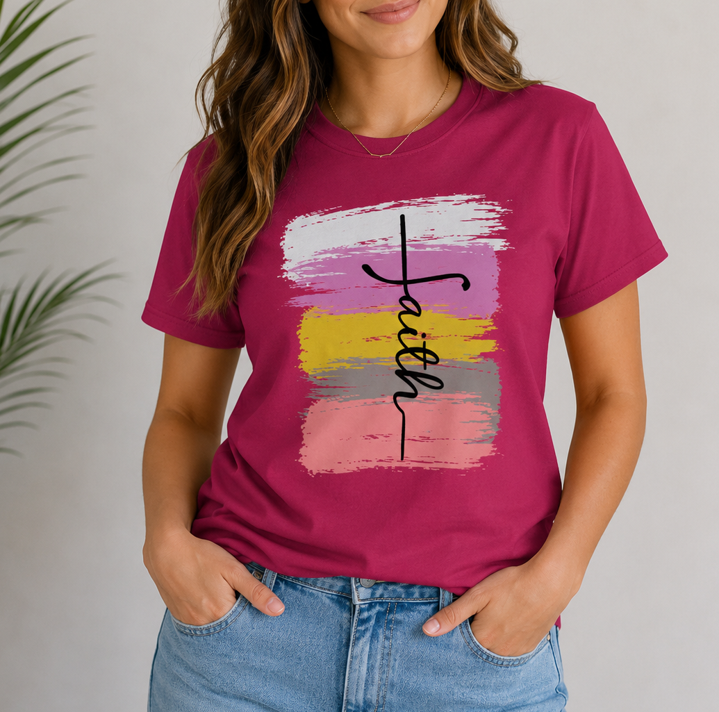 Faith Brushstroke Christian T-Shirt - Kim’s Signature Beauty & Accessories
