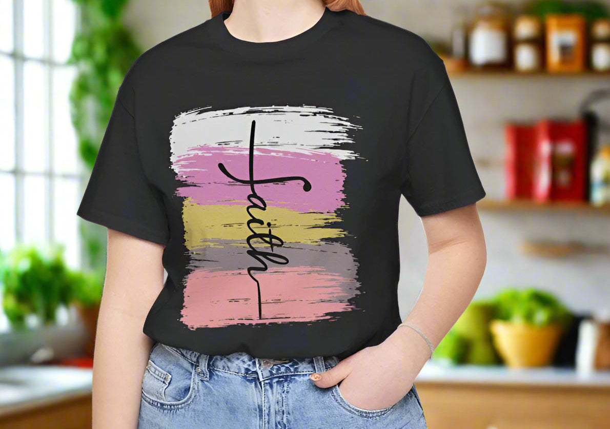 Faith Brushstroke T-Shirt – Bold Christian Inspirational Tee - Kim’s Signature Beauty & Accessories    