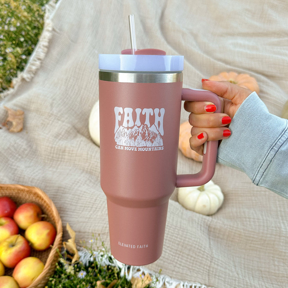 Faith Can Move Mountains 40 oz Tumbler - Kim’s Signature Beauty & Accessories