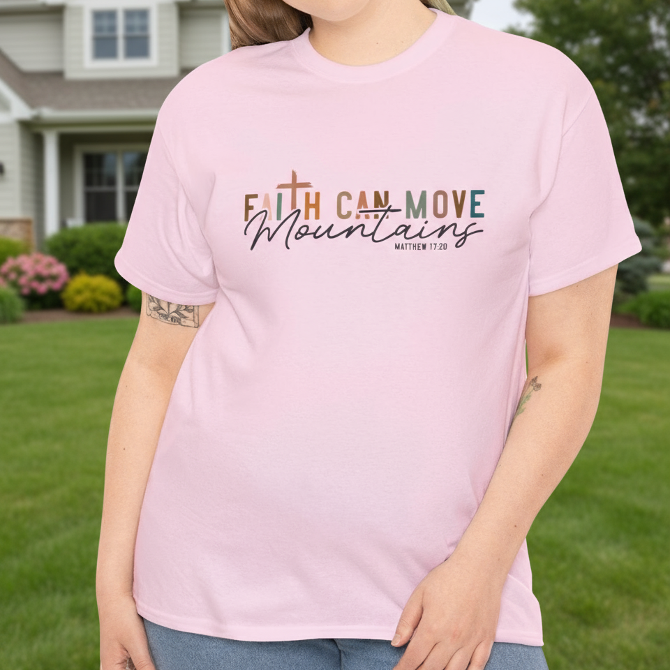 Faith Can Move Mountains Tee - Kim’s Signature Beauty & Accessories    