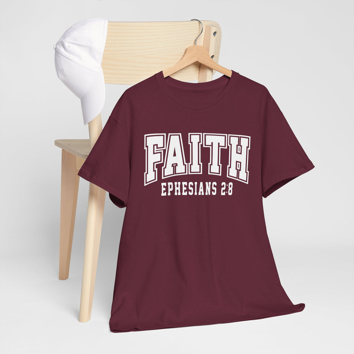 Faith Ephesians 2:8 T-Shirt – Christian Varsity Style Tee - Kim’s Signature Beauty & Accessories