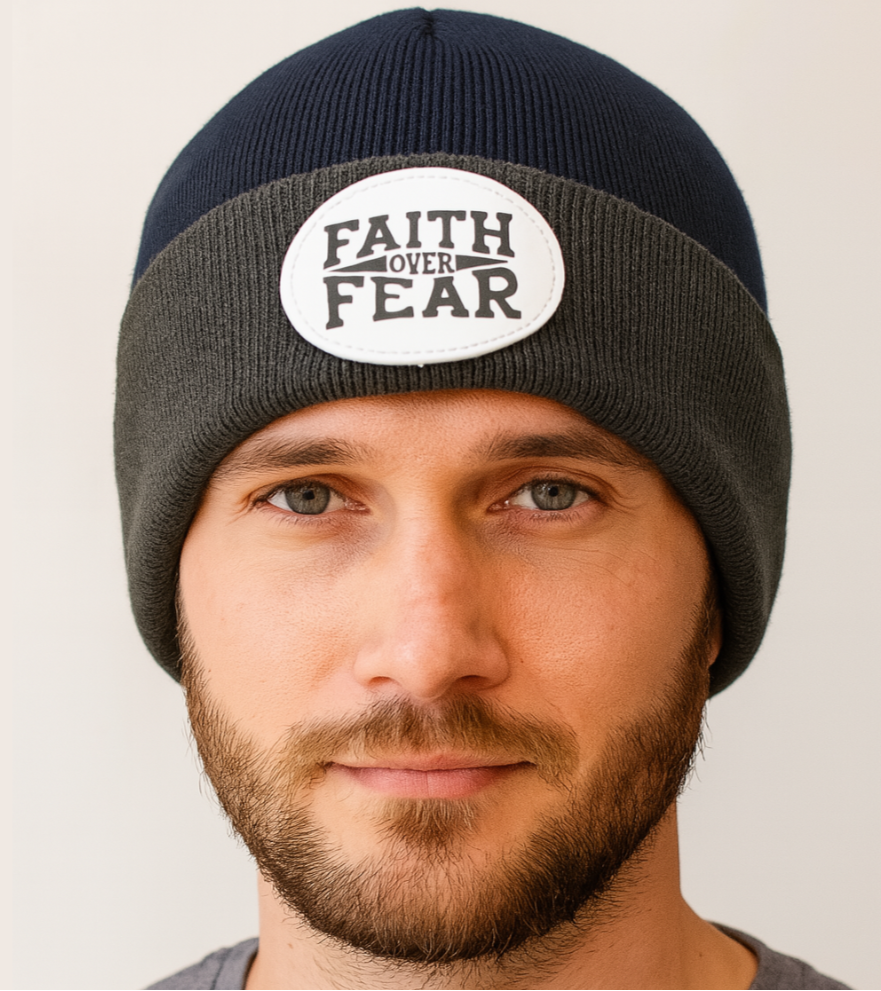 Faith Over Fear Beanie – Bold Inspirational Knit Hat - Kim’s Signature Beauty & Accessories    