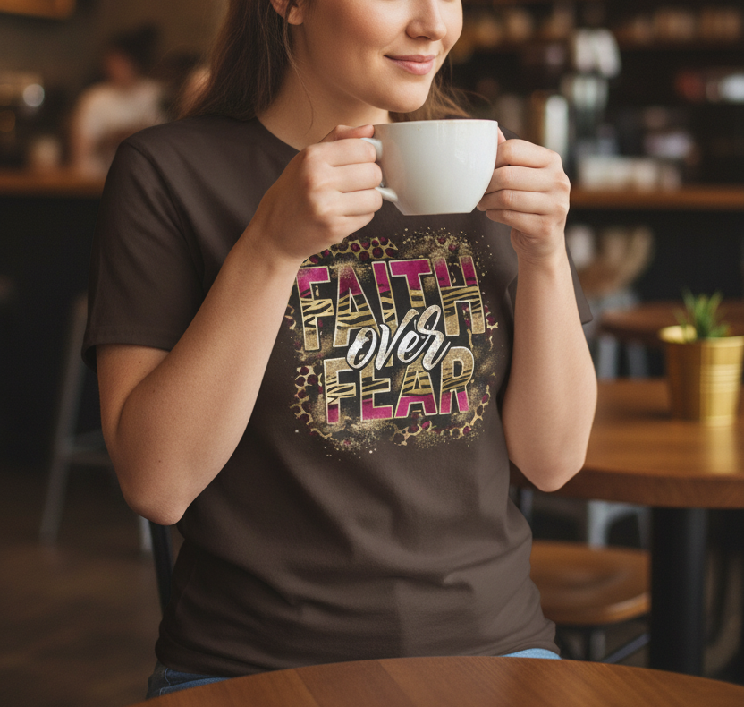 Faith Over Fear Christian T-Shirt - Kim’s Signature Beauty & Accessories