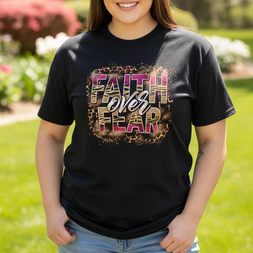 Faith Over Fear Christian T-Shirt - Kim’s Signature Beauty & Accessories