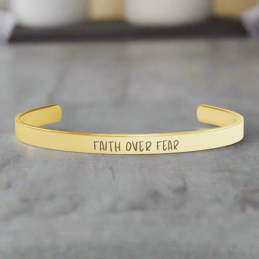 Faith Over Fear Cuff Bracelet - Kim’s Signature Beauty & Accessories    