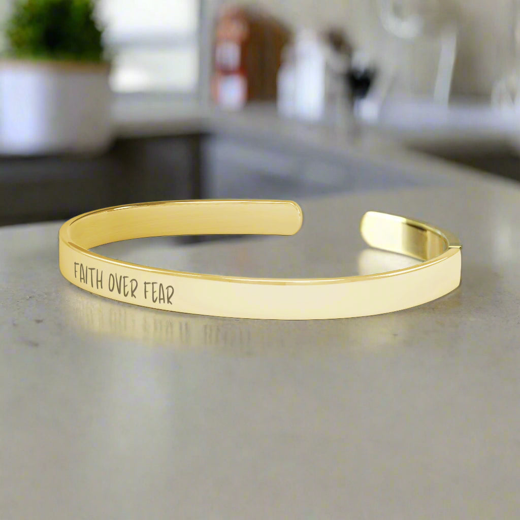 Faith Over Fear Cuff Bracelet - Kim’s Signature Beauty & Accessories    